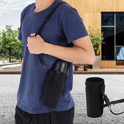 Water Bottle Sleeve, Durable Soft Water Bottle Carrying Pouch, Drink Bottle Holder Bag for Outdoor Camping Hiking Fishing 26cm Black Diochepkybwndt5g-03