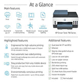 HP Smart Tank 795 All-in-One Printer wireless, Print, Scan, Copy, Fax, Auto Duplex Printing, Document Feeder, Print up to 18000 black or 8000 color pages, White/Blue [28B96A]