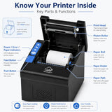 AL BASEET BAS-164 80mm Thermal Receipt Printer, High-Speed Direct Thermal POS Billing Printer, Inkless Receipt Printer for Windows, Mac & Linux, Retail, Restaurant, Supermarket, Cafe & CheckoutCounter