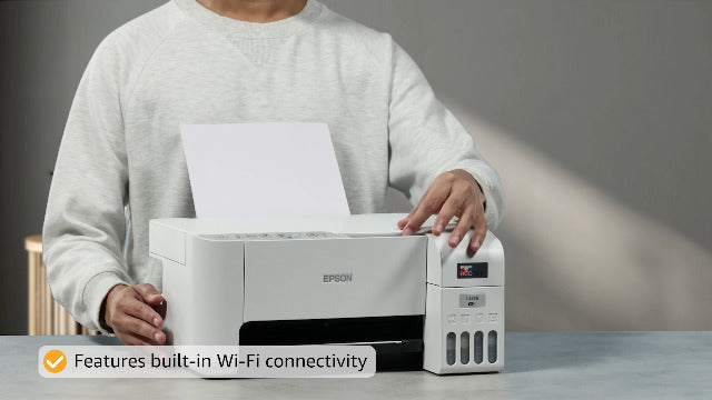 Epson EcoTank L3256 Home ink tank printer A4, colour, 3 in 1 with WiFi and SmartPanel App connectivity, White, Compact