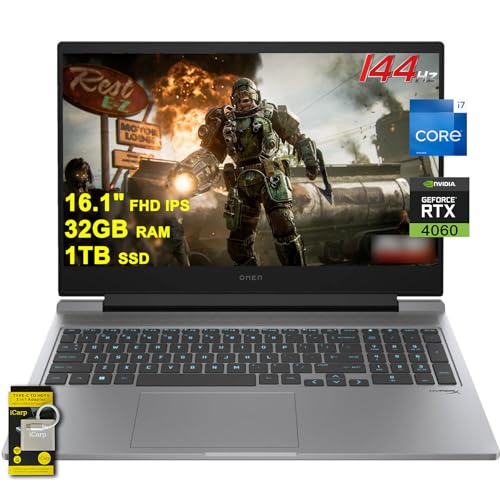 HP Omen 16 Gaming Laptop 16.1" FHD IPS 144Hz Intel 16-core i7-14650HX (>i9-13900HX) 32GB RAM 1TB SSD GeForce RTX 4060 RGB Backlit Thunderbolt FHD Privacy Camera Win11 w/ICP Accessory (US Version)