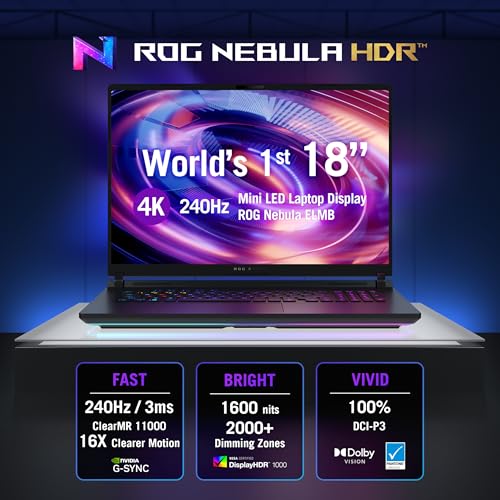 Asus ROG Strix SCAR 18 Gaming Laptop (Off Black) | 18"4K (3840 x 2400, WQUXGA) 240Hz Display, Intel Core Ultra 9 290HX Plus, NVIDIA RTX5090 24GB, 64GB RAM, 2TB SSD, Win11 [G835LXG-TQ512W]