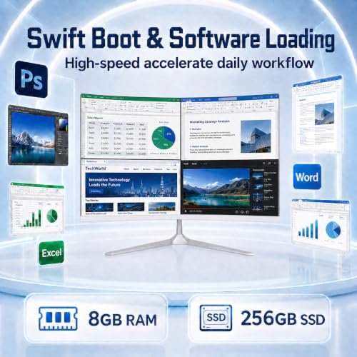 All-in-one computer 23.8 inch curved screen,slim design for office