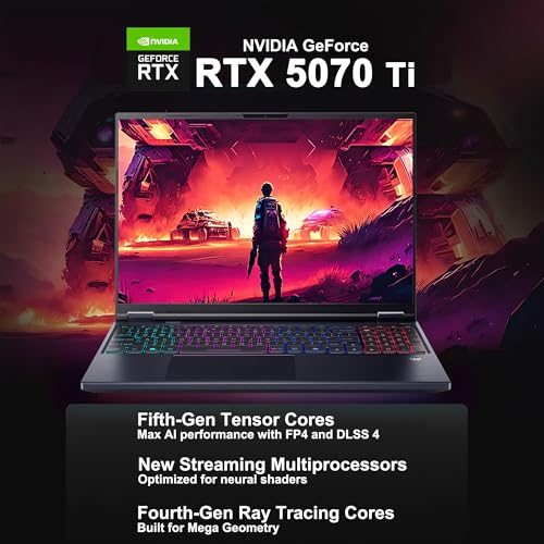 Acer Predator Helios Neo16S AI Gaming PC, Ultra 9 275HX, 32GB DDR5 RAM | 1TB SSD 16" WQXGA 240Hz Display, NVIDIA GeForce RTX 5070 Ti 12GB GDDR7, Abyssal Gray Color, Win11 Home