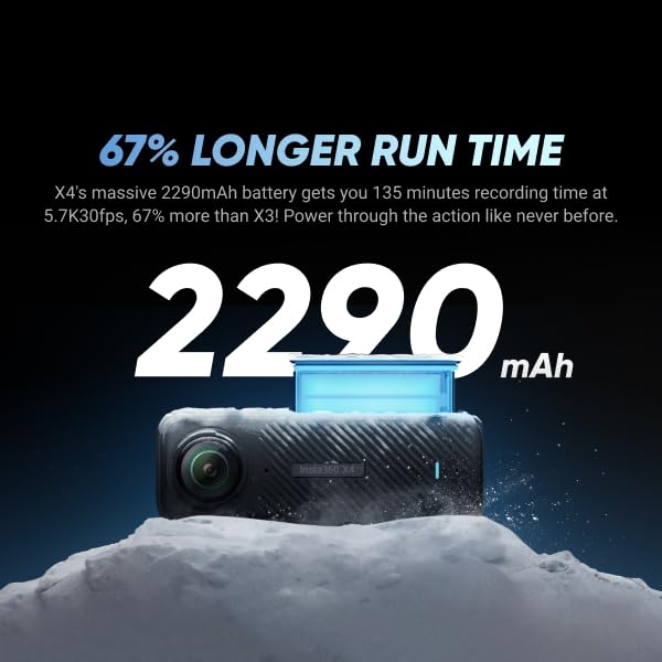 Insta360 X4 Waterproof 8K 360 Action Camera Kit | Live Stream, AI Editing, 72MP 360 Photo, 4K Wide-Angle Video Camera | Includes Selfie Stick, Lens Cap, & 256 GB Micro SD Card