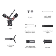 DJI RS 3 - 3-Axis Gimbal Stabilizer for DSLR and Mirrorless Camera, Automated Axis Locks, 1.8" OLED Touchscreen, 3rd-Gen Stabilization Algorithm, black, UAE Version with Official Warranty Support