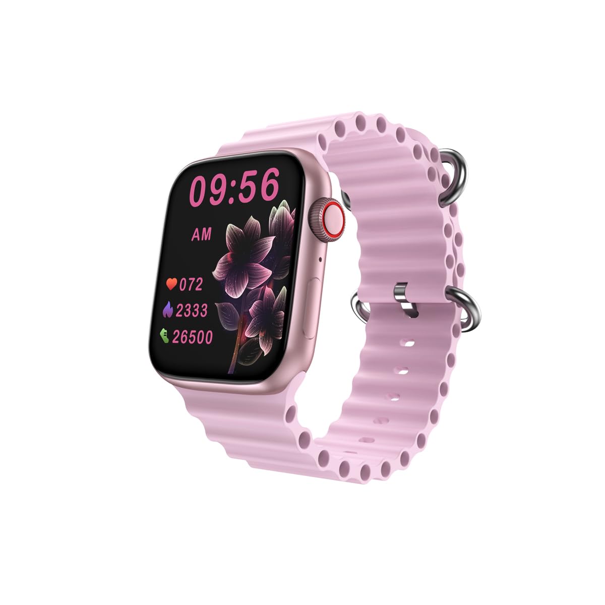 Modio MW09 Mini 36MM Smart Watch With 2 Pair Straps and Wireless Charger For Ladies and Girls Pink