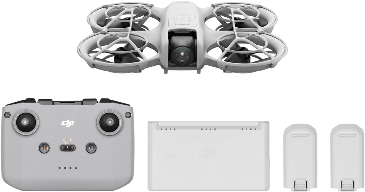 DJI Neo Fly More Combo, 4K UHD Camera Drone, 135g, AI Subject Tracking, QuickShots, Stabilized Video, RC-N3 & 3 Batteries for 60 Flights, MOIAT Certified - UAE Version with Official Warranty Support