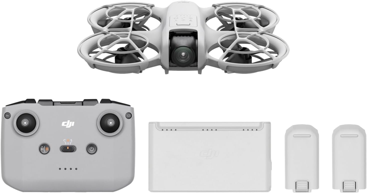 DJI Neo Fly More Combo, 4K UHD Camera Drone, 135g, AI Subject Tracking, QuickShots, Stabilized Video, RC-N3 & 3 Batteries for 60 Flights, MOIAT Certified - UAE Version with Official Warranty Support