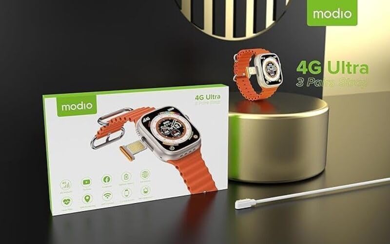 Modio 4G Ultra SIM 2.2 Inch HD Display Smart Watch