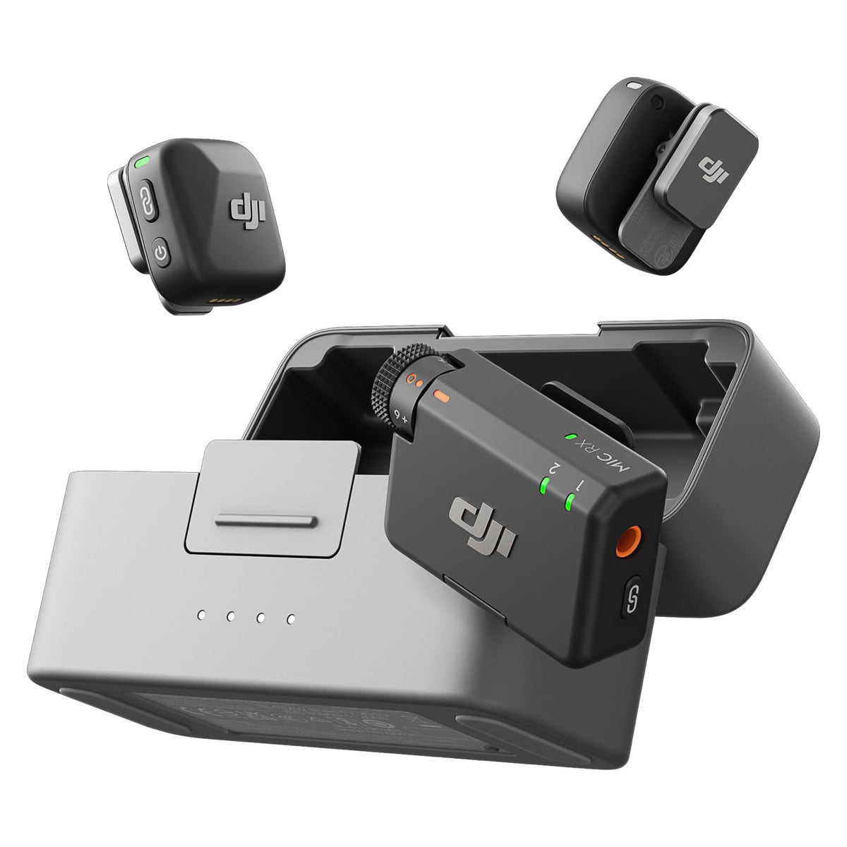 DJI Mic Mini (2TX+1RX+Charging Case), Detail-Rich Audio, 48h Use, Noise Cancelling, Automatic Limiting, Wireless Mic for Camera/iPhone/Android, Vlog, UAE Version, DJI Official Warranty Support