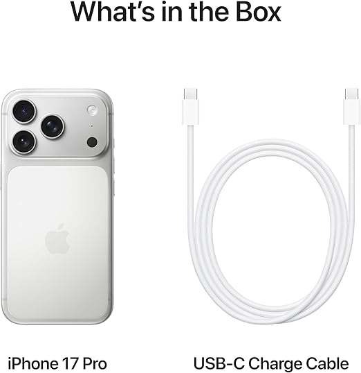 Apple iPhone 17 Pro 256 GB: 6.3-inch Display with ProMotion up to 120Hz, A19 Pro Chip, Breakthrough Battery Life, Pro Fusion Camera System with Center Stage Front Camera; Silver