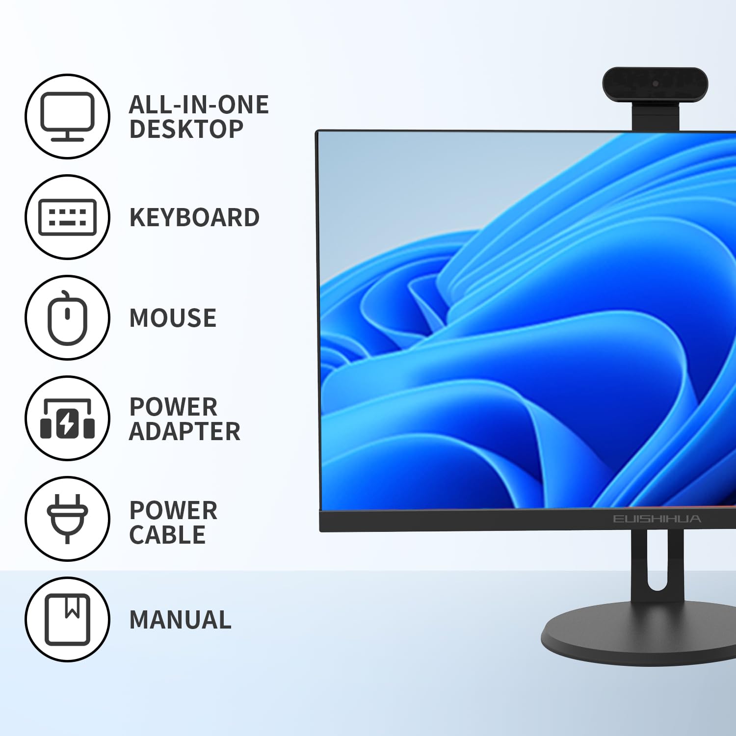 24” All-in-One Computers, Intel i5 Quad-Core Windows 11 Desktop Computer with Camera, 16G Ram 512G SSD IPS HD Display, WiFi Bluetooth for Home Entertainment Business Office