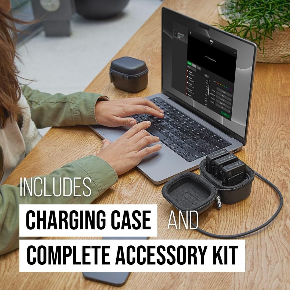 RØDE Wireless PRO Compact Wireless Microphone System with Timecode, 32-bit Float On-board Recording, 2 Lavalier Microphones and Smart Charge Case for Filmmaking and Content Creation