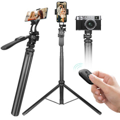 PADOM 80" Phone Tripod, Tripod for iPhone & Selfie Stick Tripod Stand with Remote,Extendable All-in-1 360° Rotating Portable Travel Phone Tripod Stand for iPhone, Cell Phone, Android, Camera,GoPro