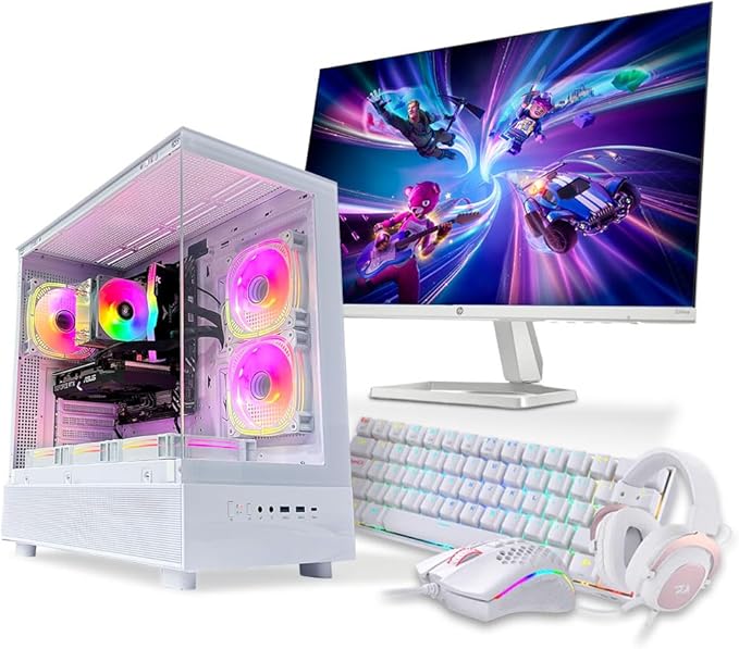 Gaming PC Bundle - Intel Core i5-12400F | RTX 3050 6GB GPU | 16GB DDR4 RAM | 1TB NVMe SSD | Air Cooler | H610 MB | 500W 80+ PSU | 24" Monitor, KYB, Mouse + Headphones | WiFi/BT/Win11 Pro