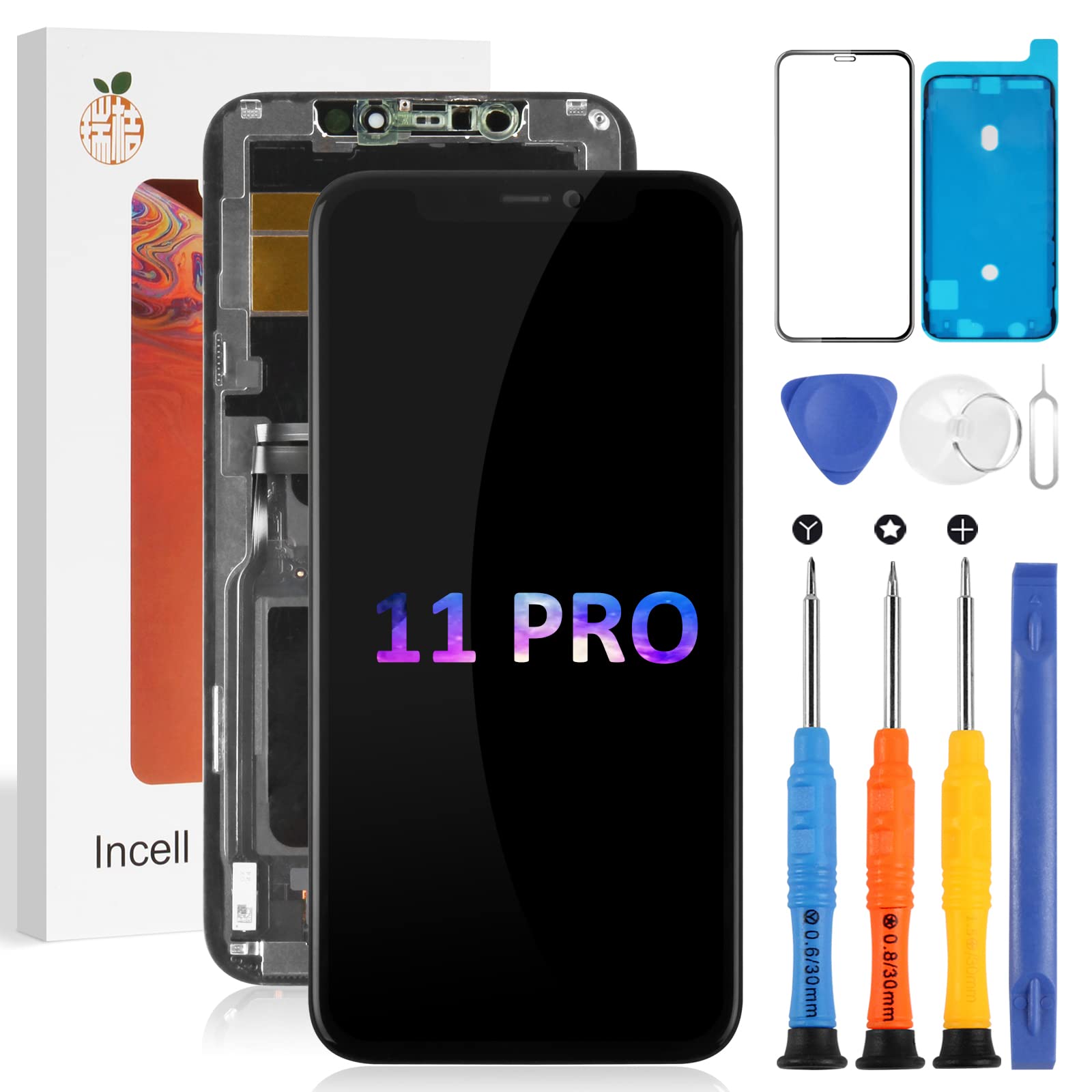 For iPhone 11 Pro Screen Replacement For iPhone 11 Pro LCD Digitizer 11 Pro Display Touch Sensor Assembly Accessories Kits A2215, A2160, A2217 (Incell,Black)