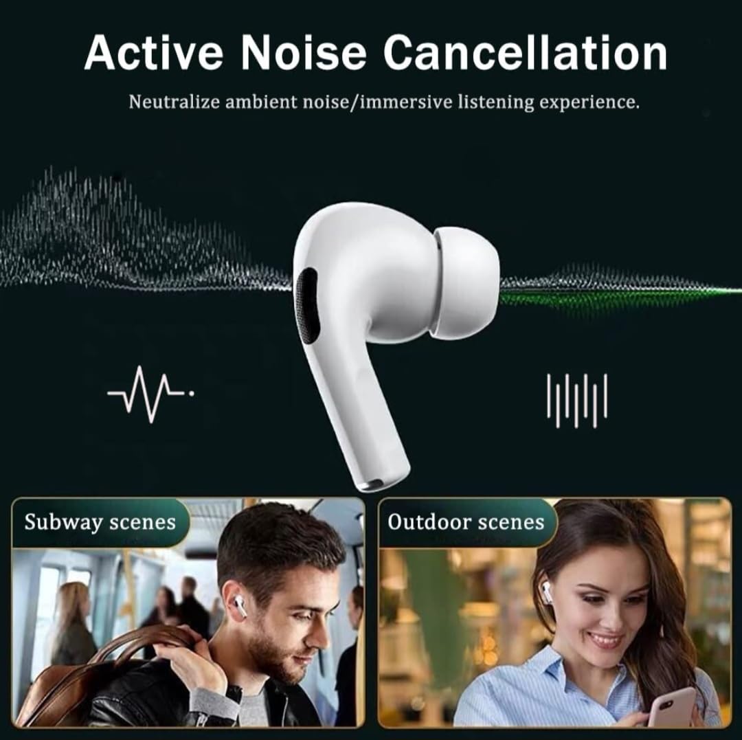 airpod Wireless Earbuds,pro 2nd Bluetooth 5.3 in Ear Headphones with Noise Cancelling. 30H Playtime HiFi Stereo Bluetooth Earphones, IPX8 Waterproof Touch Control Headphones for iPhone/Android/IOS