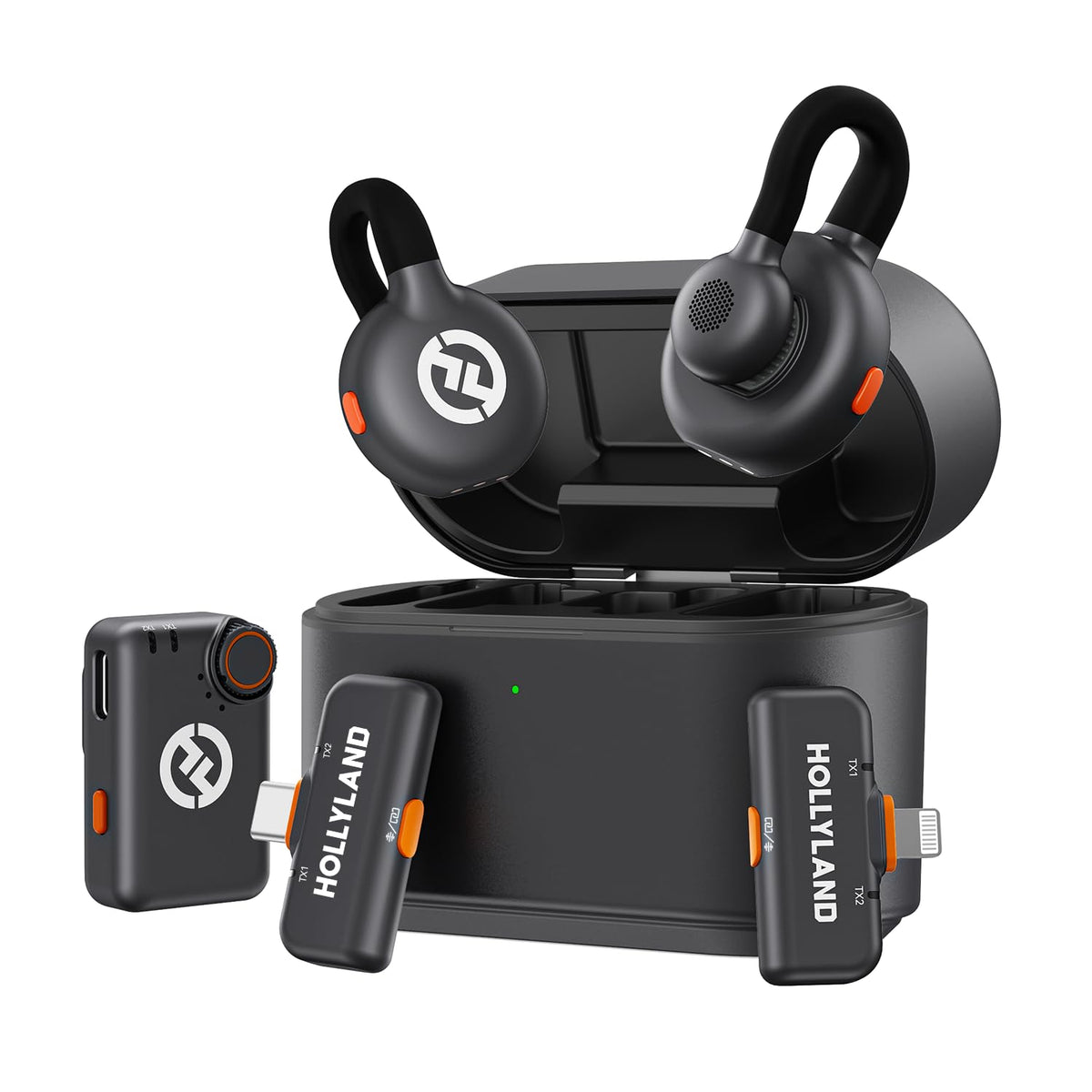 Hollyland Lark M2S Ultimate Combo (Camera RX+Lightning RX+Type-C RX) Wireless Lavalier Microphone for iPhone/Camera/Android/PC, Compact Mic, Titanium Clip, Noise Cancelling, Vlog