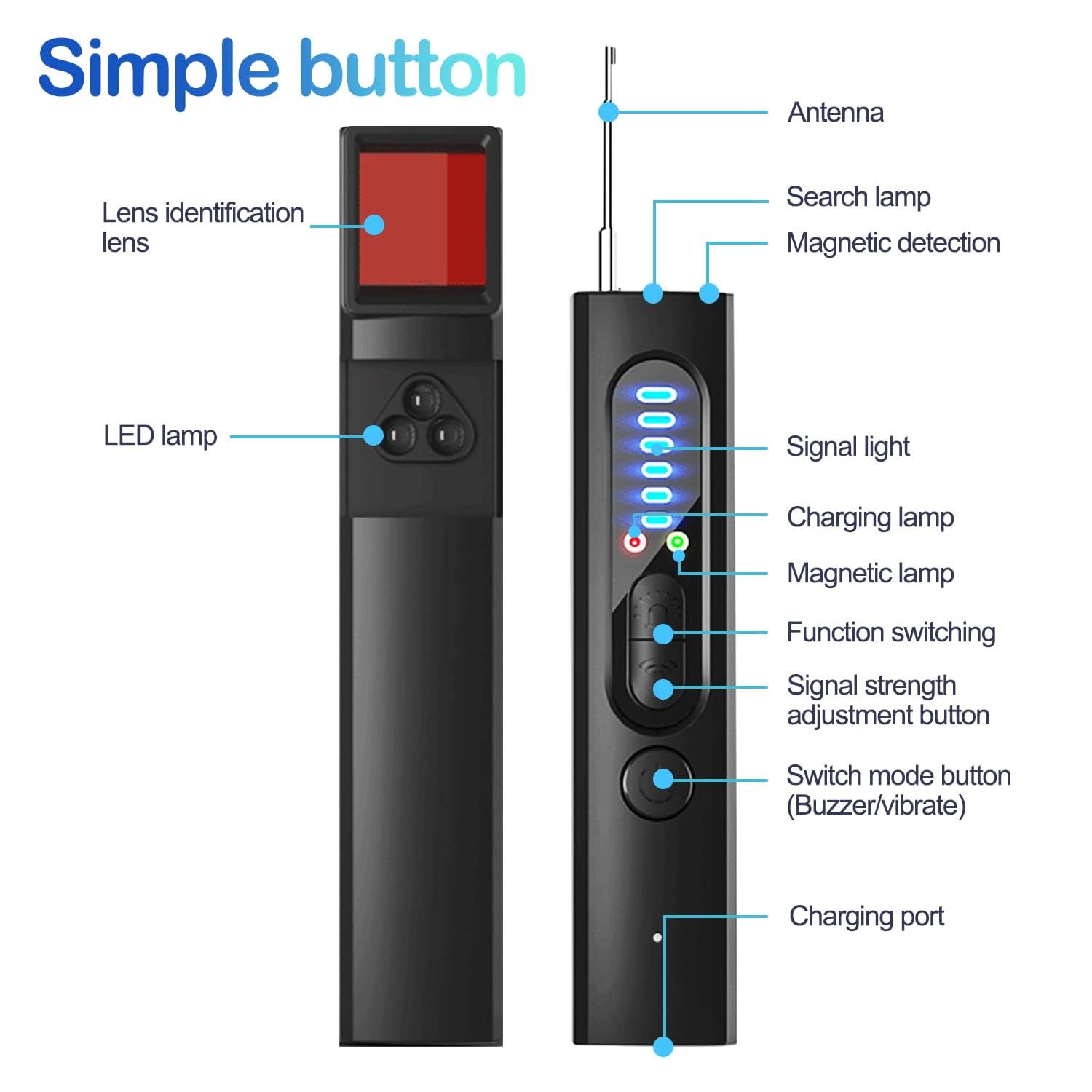 KASTWAVE Hidden Camera Detector, Anti Bug Scanner and Protector, RF Signal and GPS Detector, GPS Tracker and Bug Finder for Hotel, Office, Travel and Home