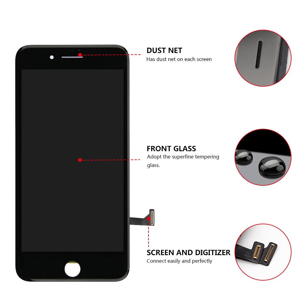 Compatible with iPhone 8 Plus Screen Replacement Black FFtopu LCD Display & Touch Screen Digitizer Frame Assembly Set with 3D Touch Free Repair Toolï¼ˆ5.5''