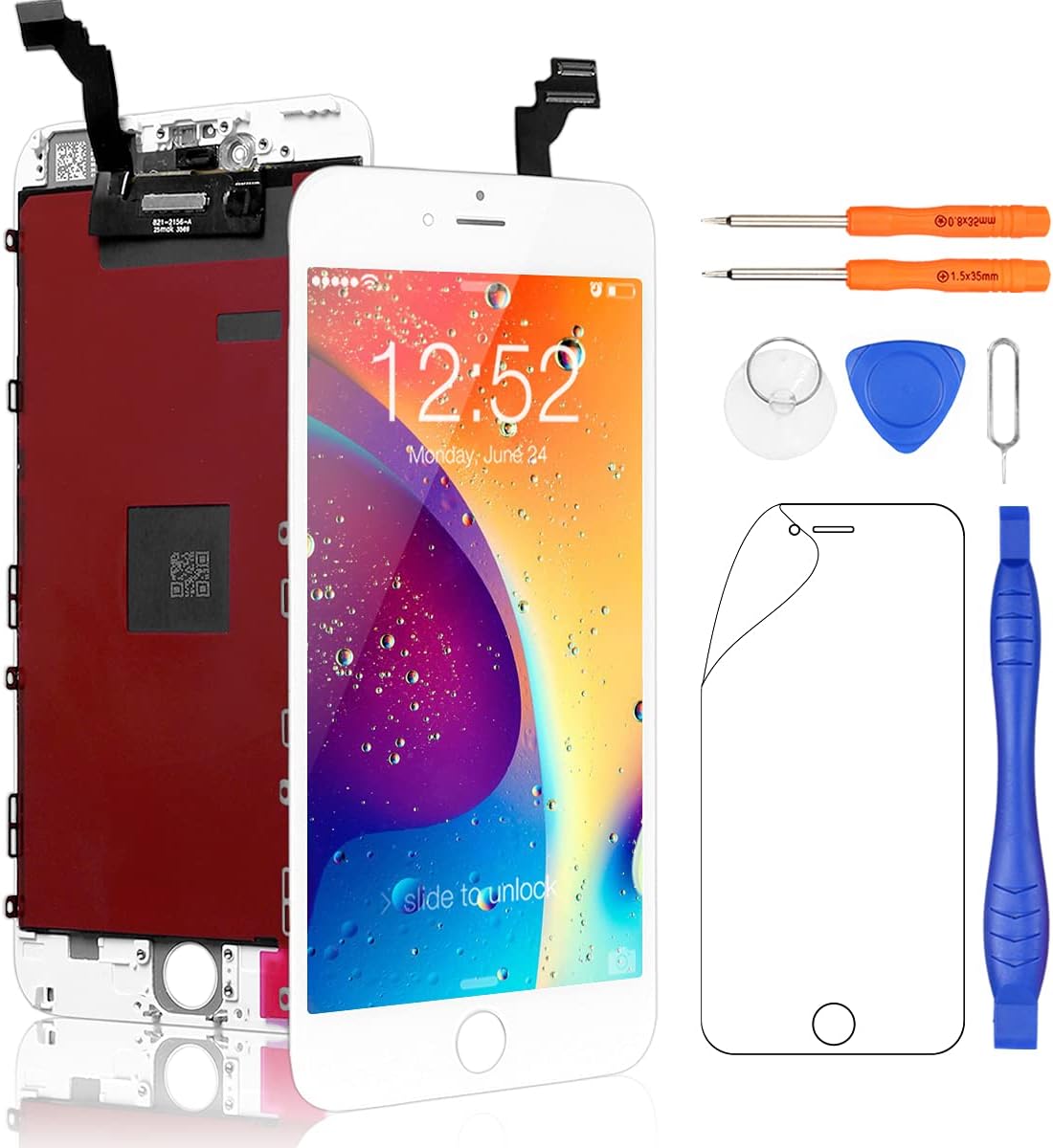 Yodoit for iPhone 6 Plus LCD Display and Digitizer Assembly Glass Touch Screen Replacement with Frame + Repair Tool Kit (5.5 inches White)