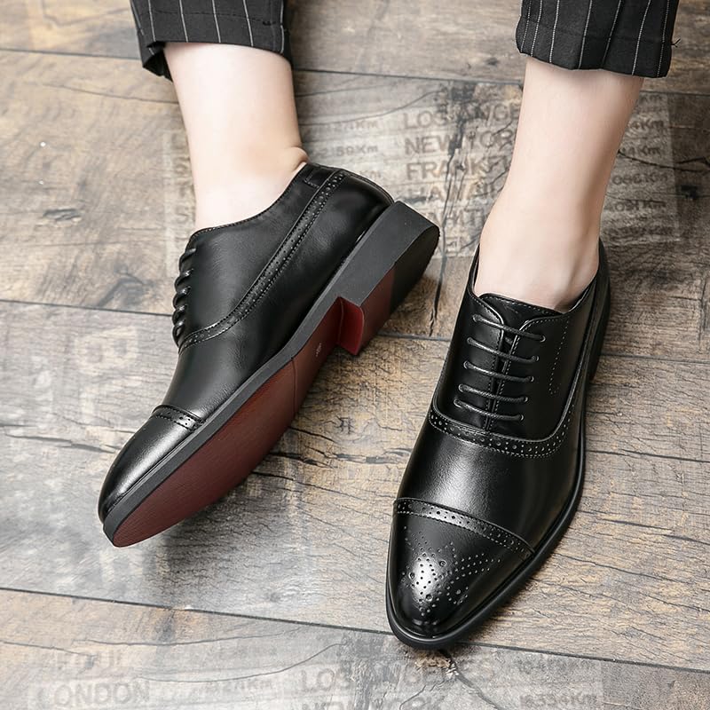 Loafers for Men Red Sole Brogue Round Toe Lace Up Pu Leather Party Weddings Shoes Men Shoes