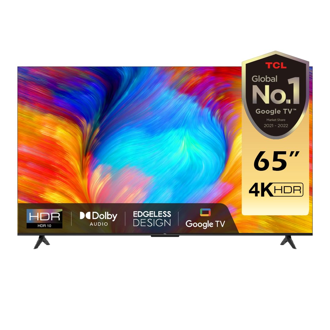 TCL 65 Inch 4K UHD Smart TV With Built-In Chromecast And Google Assistance, Hands-Free Voice Control, Dolby Audio, HDR10 And Micro Dimming technology, Edgeless Design, 1 Year Warranty, 65T635-Black