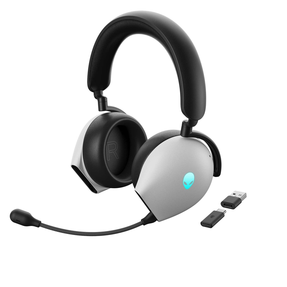 Alienware AW920H Tri-Mode Wireless Gaming Headset - Dolby Atmos Virtual Surround Sound, Active Noise Cancelling, AI-Driven Noise-Cancelling Microphone, USB-C Wireless Dongle - Lunar Light