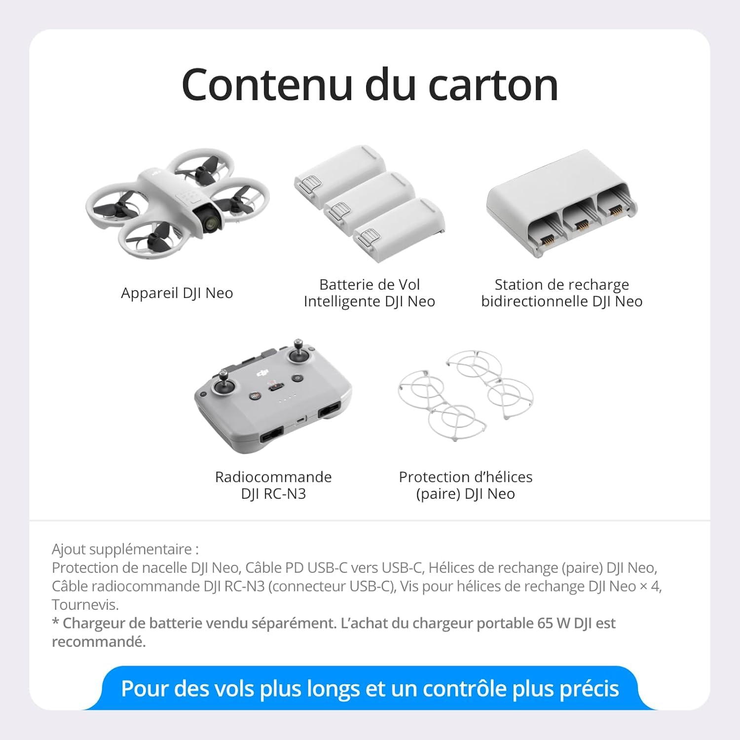 DJI Neo Fly More Combo, 4K UHD Camera Drone, 135g, AI Subject Tracking, QuickShots, Stabilized Video, RC-N3 & 3 Batteries for 60 Flights, MOIAT Certified - UAE Version with Official Warranty Support