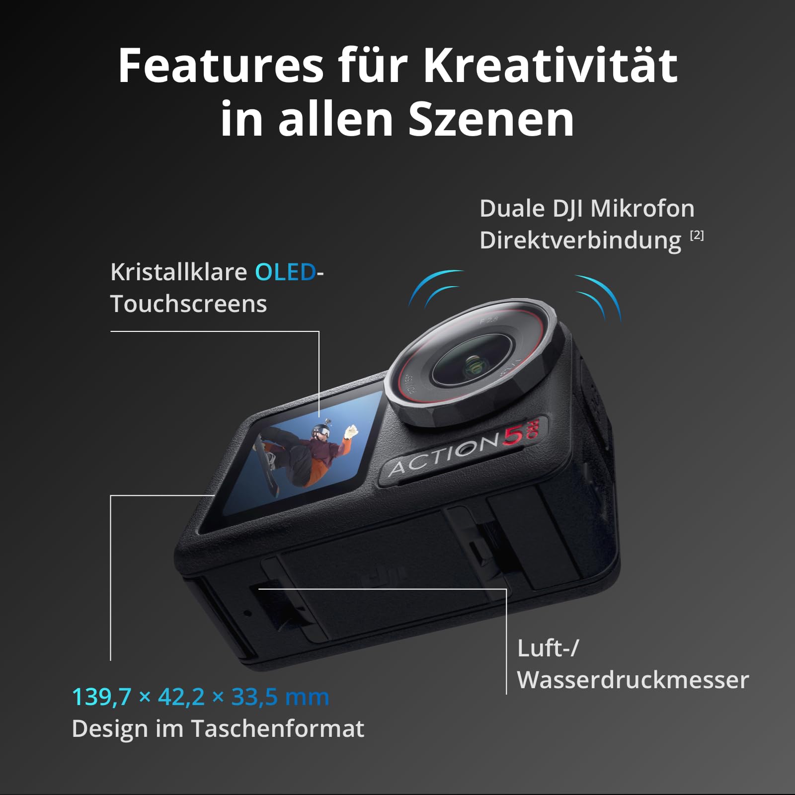 DJI Osmo Action 5 Pro Adventure Combo, Action Camera 4K with 1/1.3" Sensor, 12h Extended Battery Life with 3 Batteries, Stabilization, Dual OLED Touchscreens, Mini Action Camera for Travel, Vlog