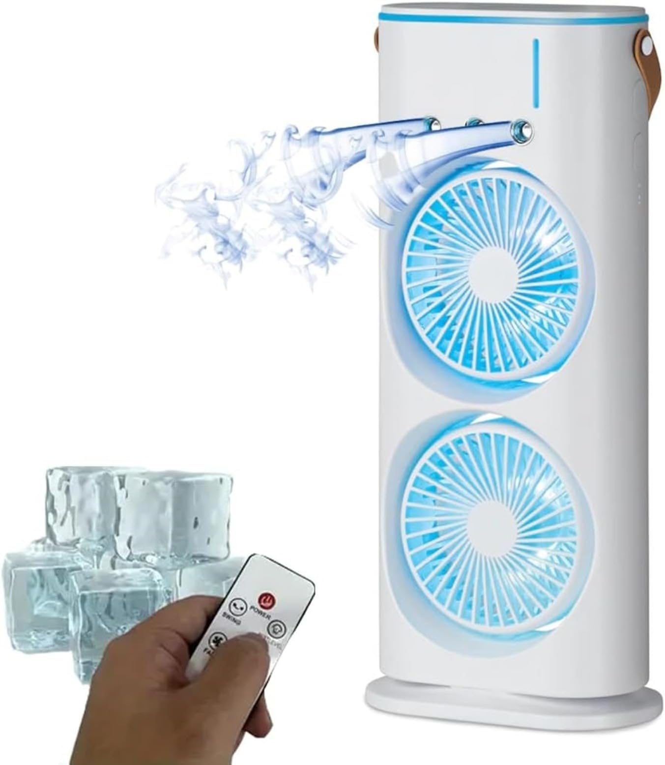 Portable AIR Conditioner With 2 FAN, Mini Air Cooler, Spray FAN Portable Humidifier Double Fan Air Conditioner, 300ml Mini Evaporation Cooler, USB Personal Conditioner With LED Lights, AC Cooling Doub