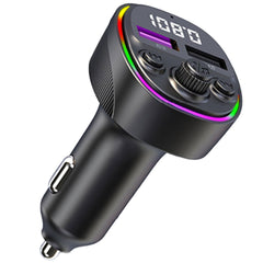 Zurligi 2 USB Port Super Fast Car Charger, Bluetooth 5.1 FM Transmitter for Car, Wireless Bluetooth FM Radio Adapter Bass Sound Music Player FM Car Kit with Hands-Free Calling Support USB Drive