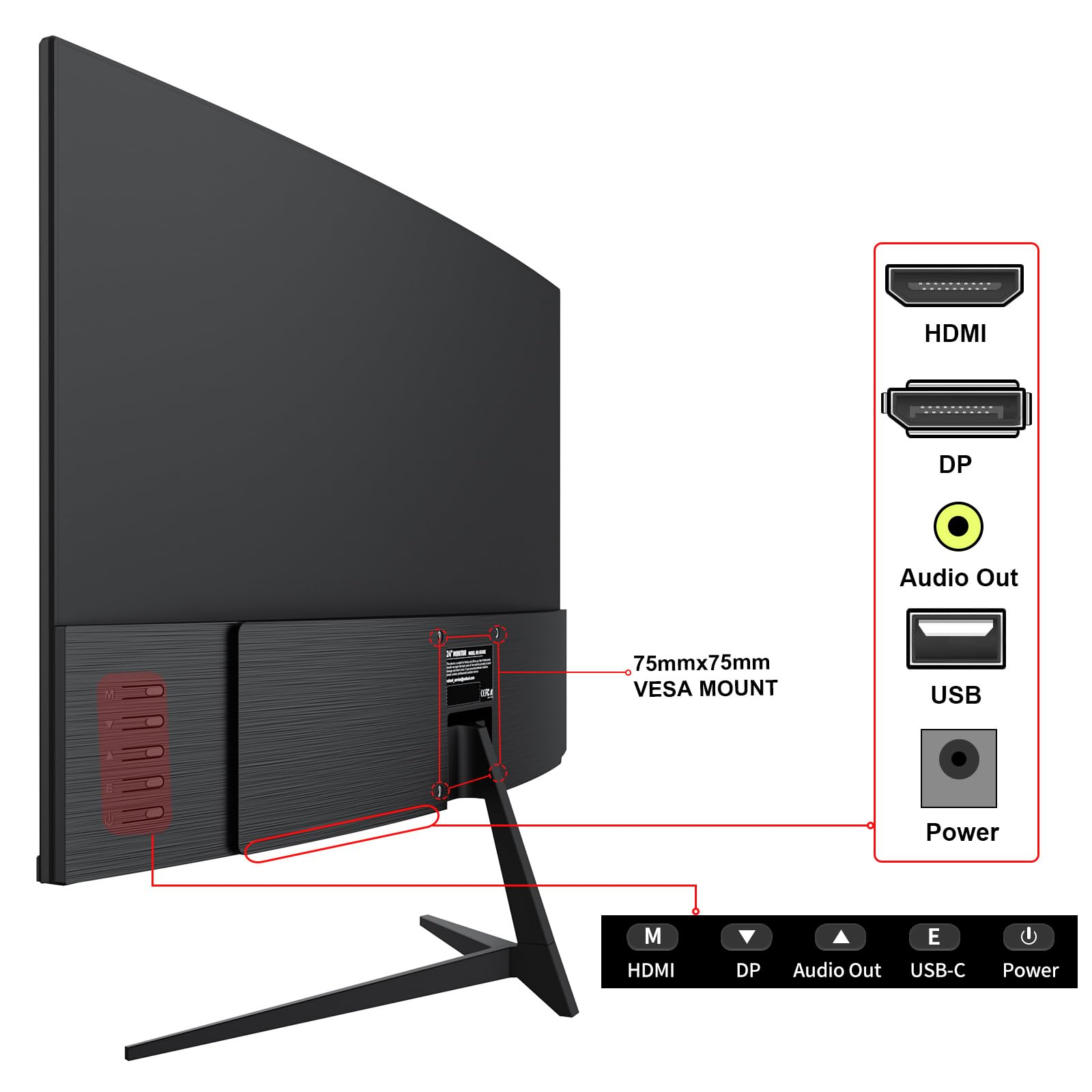 Gawfolk 24 Inch Gaming Monitor 165Hz/180Hz FHD 1080P Curved Computer Monitor with Eye-Care Technology, VA Display 99% sRGB, HDMI, DP, VESA Wall Mounting(No Speaker)