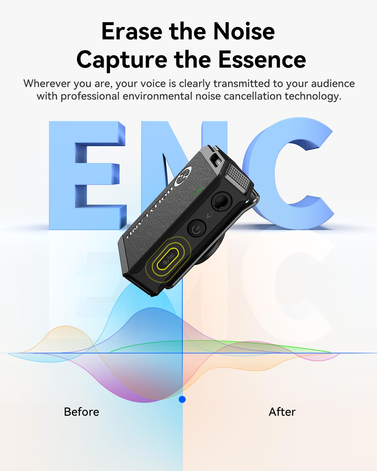 Hollyland LARK MAX Wireless Microphone, ENC Noise Canceling, Studio Audio Quality, 22H Duration, 820ft Range, 8GB Storage Recording Mic, Compatible with DSLR Camera, iPhone, Android and PC, black