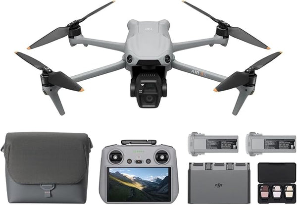 DJI Air 3S Fly More Combo (DJI RC 2), with 1' CMOS Wide-Angle & Medium Tele Camera, 4K/60fps, Omnidirectional Sensing & 3 Batteries, MOIAT Certified - UAE Version with DJI Official Warranty Support