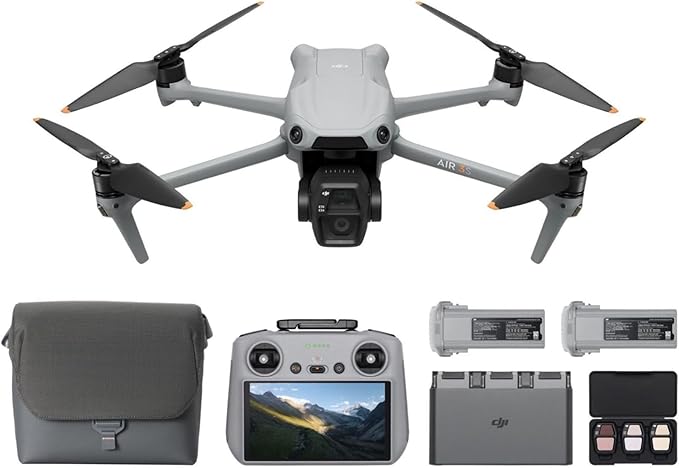 DJI Air 3S Fly More Combo (DJI RC 2), with 1' CMOS Wide-Angle & Medium Tele Camera, 4K/60fps, Omnidirectional Sensing & 3 Batteries, MOIAT Certified - UAE Version with DJI Official Warranty Support