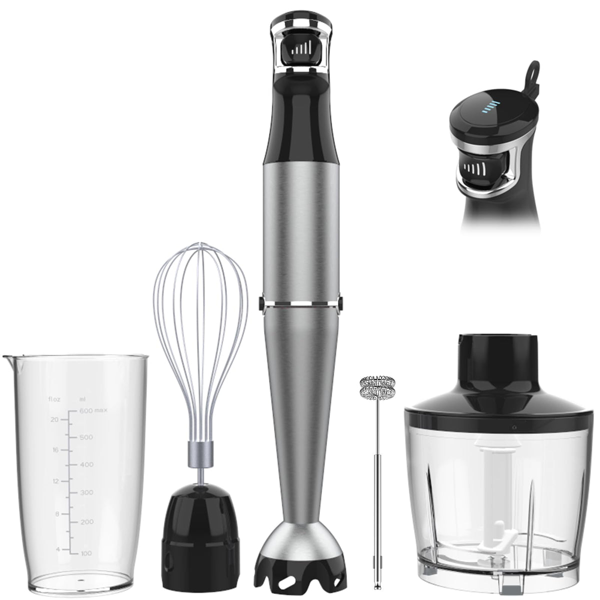 Turelar Immersion Blender Handheld Corded Hand Blenders Set 1100W, Trigger Variable Speed 5 in 1 Stick Emulsifier with Chopper, Whisk and Frother for Soup, Baby Food and Smoothies