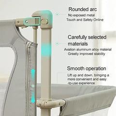 HCLSHOP Baby Bedside Sleeper 3 in 1 Folding Portable Crib Breathable and Visible Mesh Window Soft Washable Liner and Sturdy Aluminum Alloy Easy to Assemble