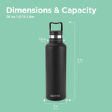 HERMOS STAINLESS STEEL VACUUM INSULATED STEEL FLASK 750 ML, FBB-750SBK, VACUUM FLASK, THERMAL FLASK, INSULATED WATER BOTTLE