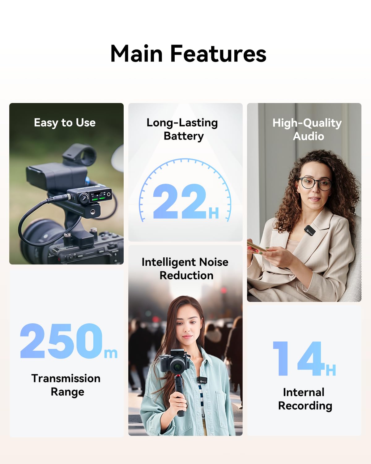 Hollyland LARK MAX Wireless Microphone, ENC Noise Canceling, Studio Audio Quality, 22H Duration, 820ft Range, 8GB Storage Recording Mic, Compatible with DSLR Camera, iPhone, Android and PC, black