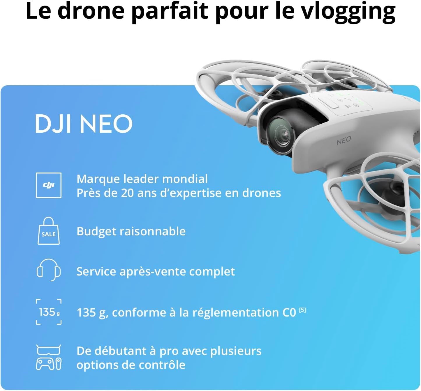 DJI Neo Fly More Combo, 4K UHD Camera Drone, 135g, AI Subject Tracking, QuickShots, Stabilized Video, RC-N3 & 3 Batteries for 60 Flights, MOIAT Certified - UAE Version with Official Warranty Support