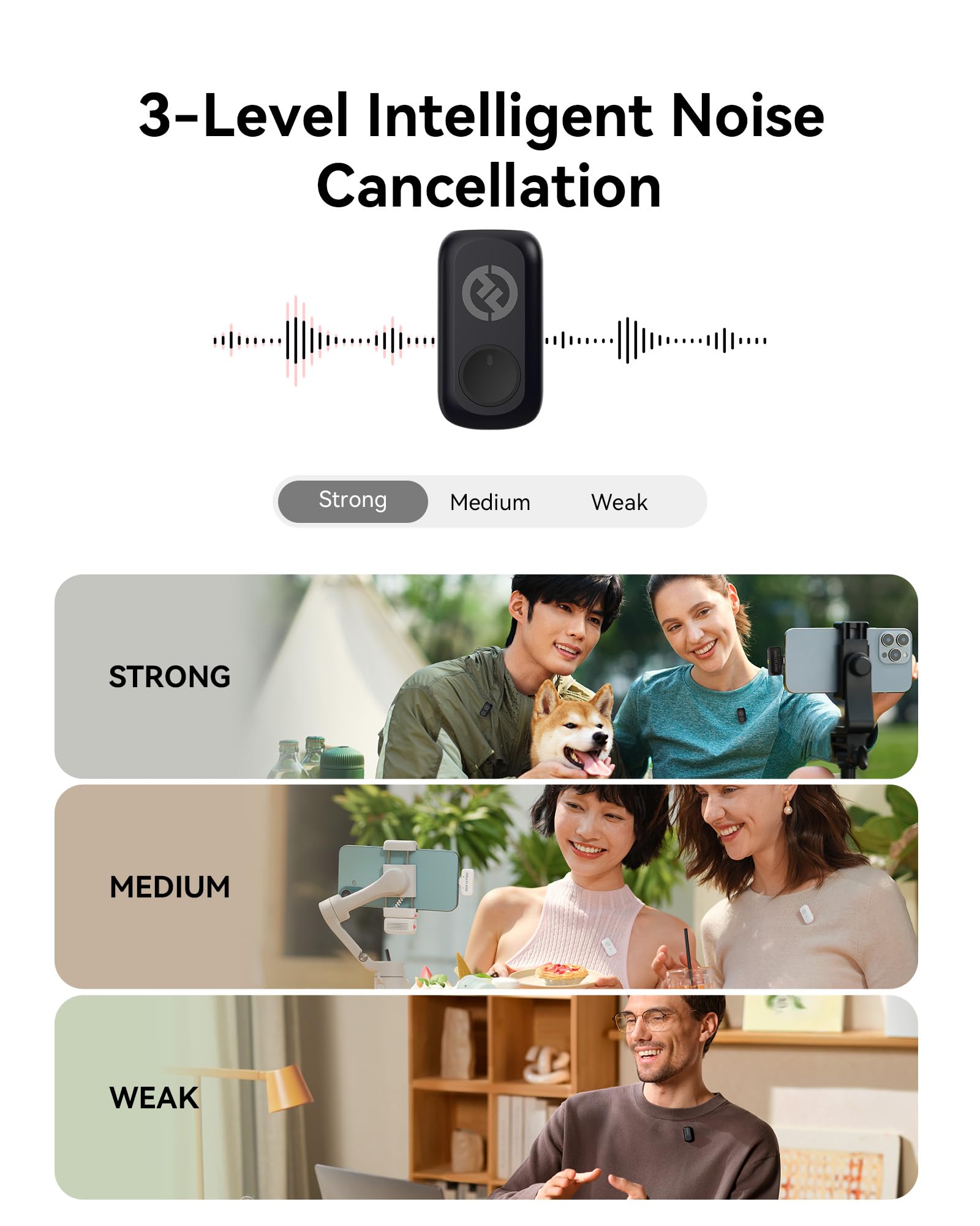 Hollyland LARK A1 Combo Wireless Microphone for iPhone & Android, Pure Sound, 3-Level Intelligent Noise Cancellation, Magnetic Mini Microphone for Vlogging, YouTube, Podcast, TikTok (Black Version)
