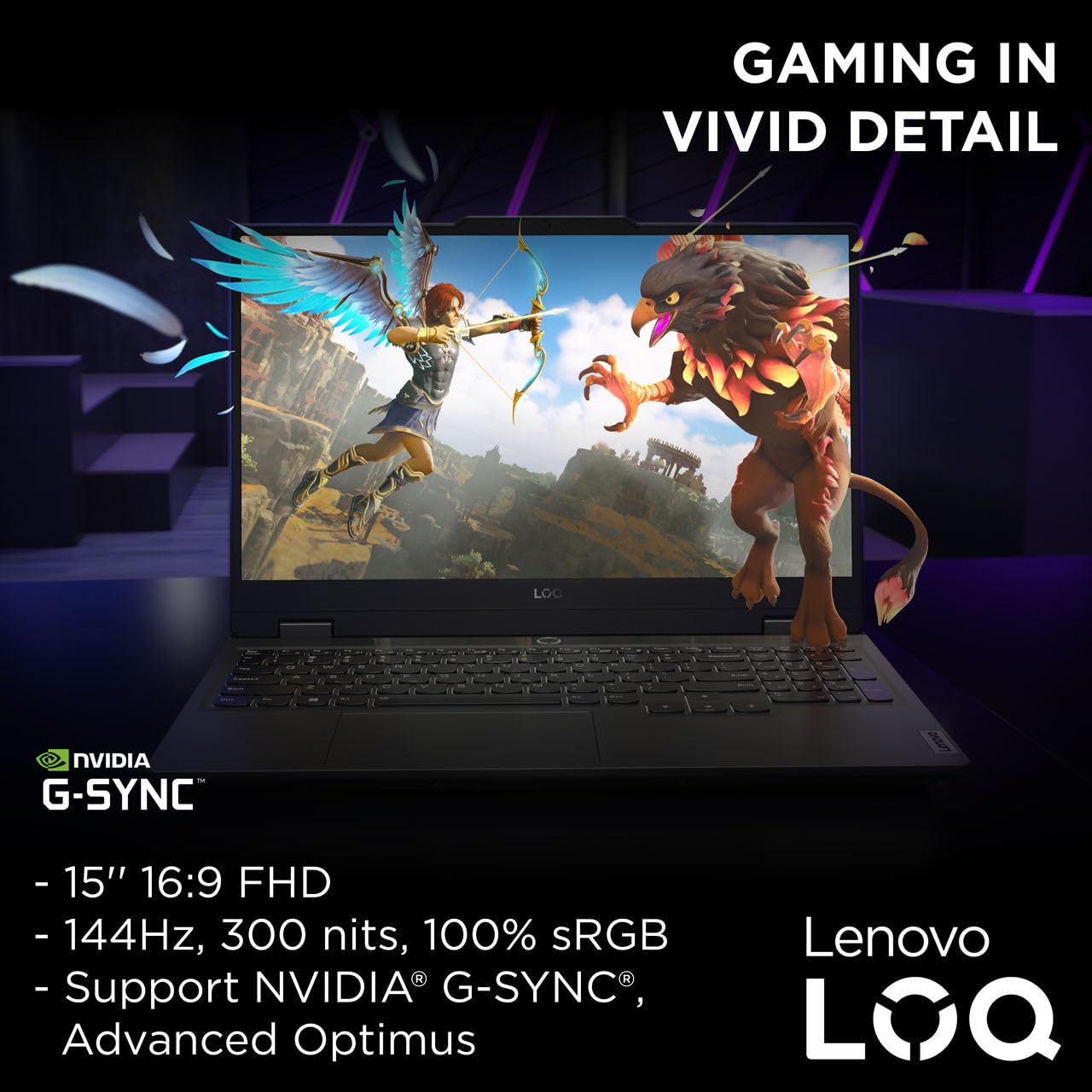 Lenovo LOQ 15IAX9 Gaming Laptop with LA1 AI Chip, 15.6" FHD 144Hz Display, Intel i5-12450HX, 12GB RAM, 512GB SSD, RTX 3050 6GB, Backlit Eng- Ar KB, Win 11, Luna Grey - [83GS0079AX]