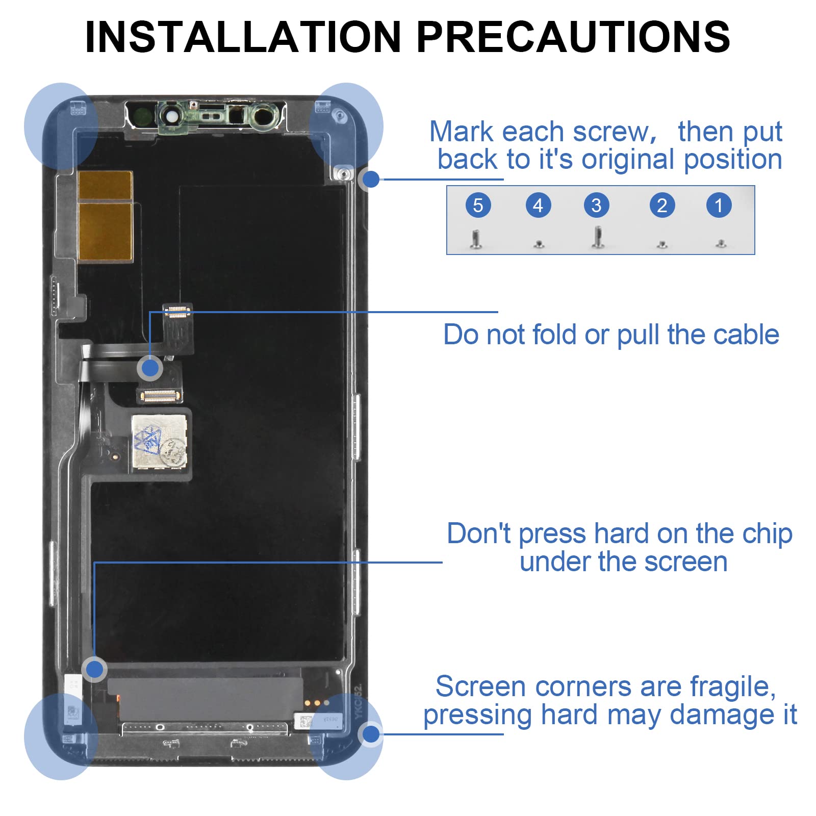 For iPhone 11 Pro Screen Replacement For iPhone 11 Pro LCD Digitizer 11 Pro Display Touch Sensor Assembly Accessories Kits A2215, A2160, A2217 (Incell,Black)