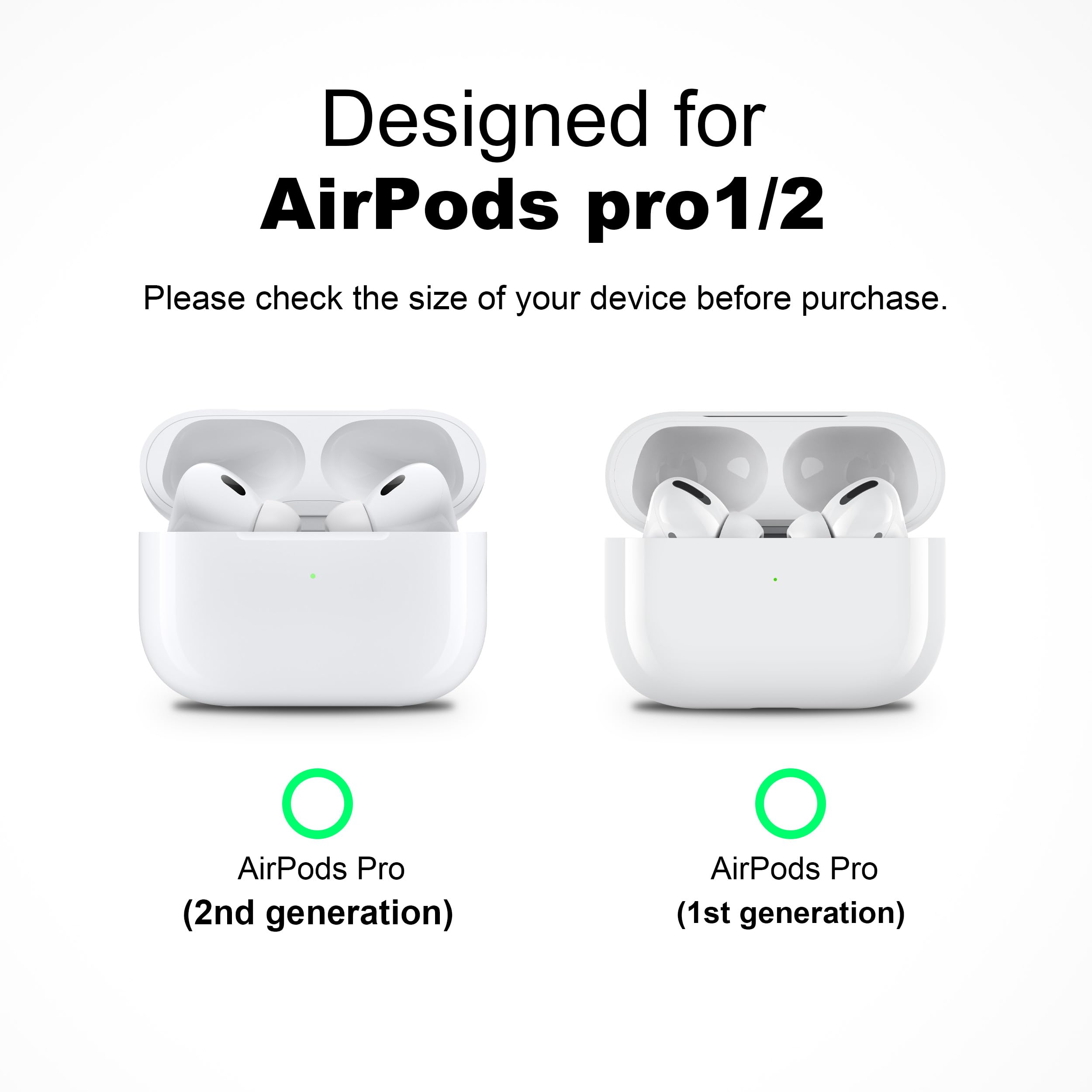 RFUNGUANGO Compatible with AirPods Pro 2nd Generation Case(2023/2022/2019), Soft Silicone Protection AirPod Pro Case Cover(USB-C/Lightning Cable) with Cleaner kit&EarTips,Black