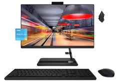 Lenovo IdeaCentre 22" FHD All-in-One Desktop , Intel Pentium Gold 7505, DVD-RW, Webcam, Wireless KB&Mouse, Win 11 Home, Black (16GB RAM | 512 GB SSD) (Upgraded)