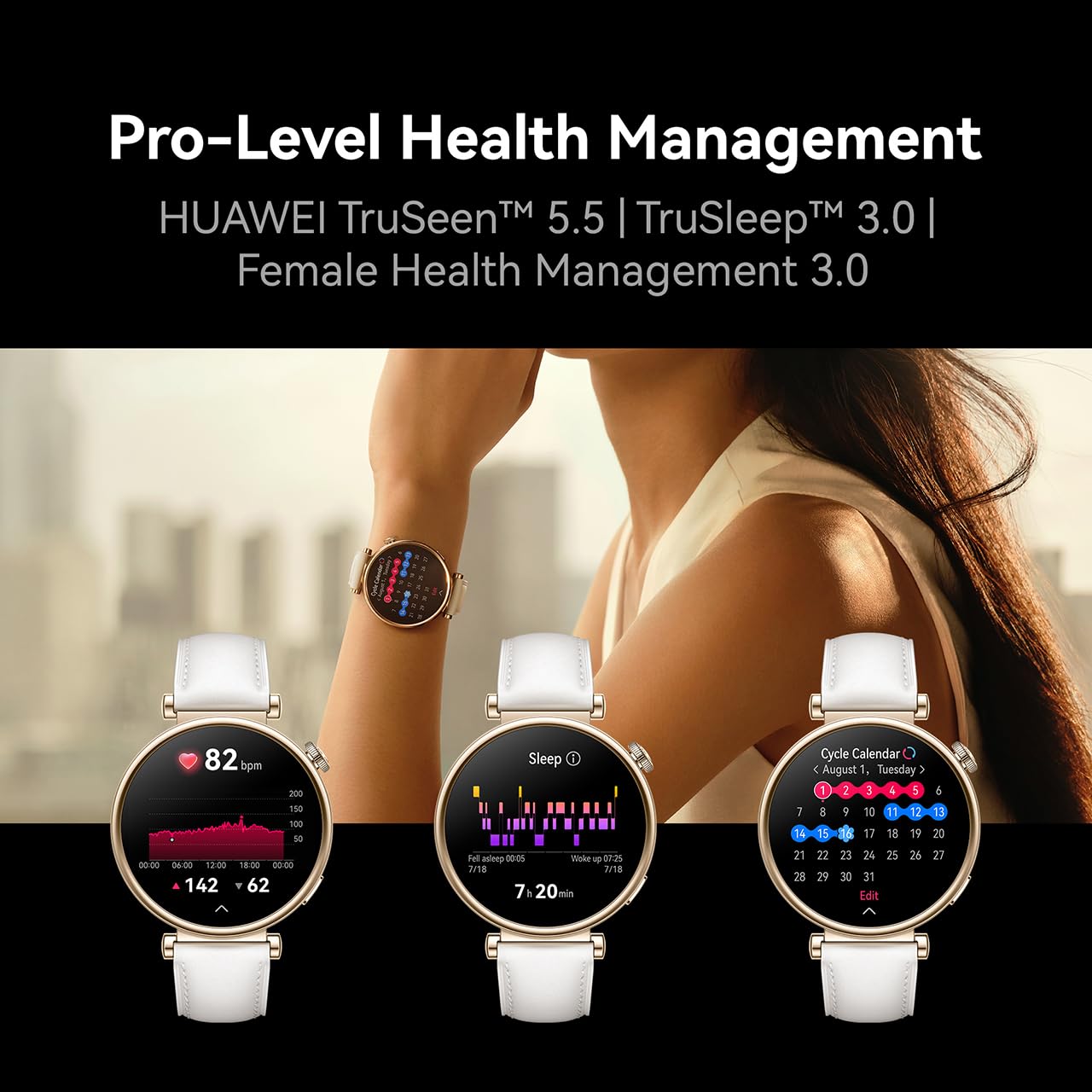 HUAWEI Watch GT4 46mm Smartwatch, Upto 2-Weeks Battery Life, Dual-Band Five-System GNSS Positioning, Pulse Wave Arrhythmia Analysis, 24/7 Health Monitoring, Compatible with Android & iOS, Black