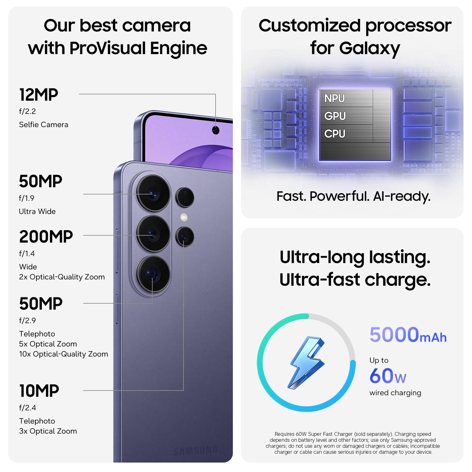 Samsung Galaxy S26 Ultra, Unlocked Android Smartphone, 512GB, Cobalt Violet