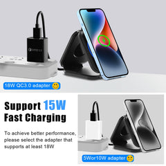 VICHYIE Wireless Charger 3 in 1 with Travel Case Portable, Fast Wireless Charging Station, Foldable Wireless Charger for iPhone 15/14/13/12 Series, AirPods Pro/3/2, iWatch - Black